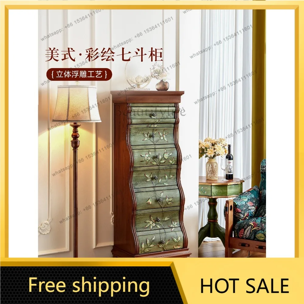 FG American retro painted seven-chest cabinet American decorative storage locker