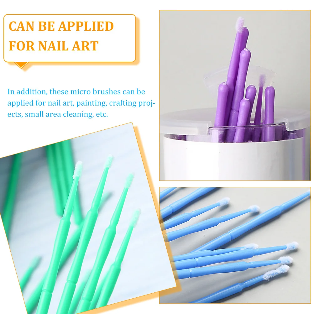 

3 Bottles PVC Nylon Micro Brushes Swabs Applicators for Eyelash Extensions Mascara Lip Makeup Eyebrow Nail Art Crafting Projects