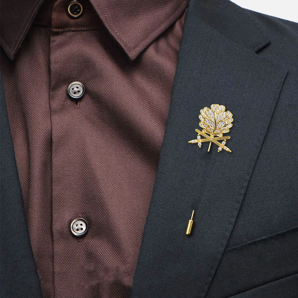 빈티지 독일산 오크 잎 검 다이아몬드 기사단 휘장 메달 배지 핀 정장 브로치 브레스트핀