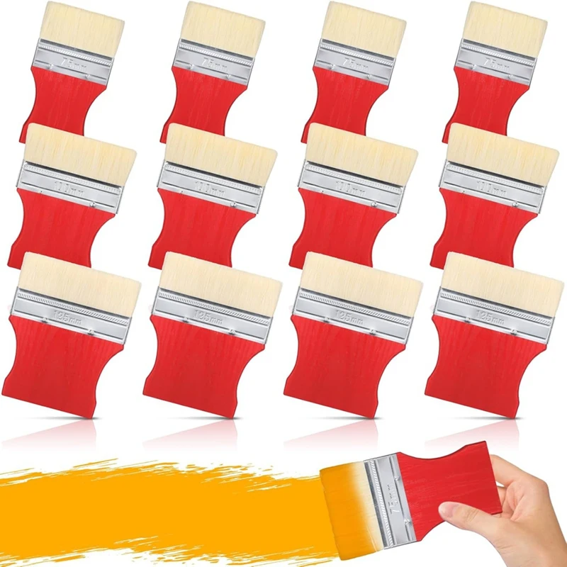 

12 Pieces Flat Paddle Paint Brush Set Bulk Watercolor Oil Painting Acrylic Varnish Paint Painter Artist