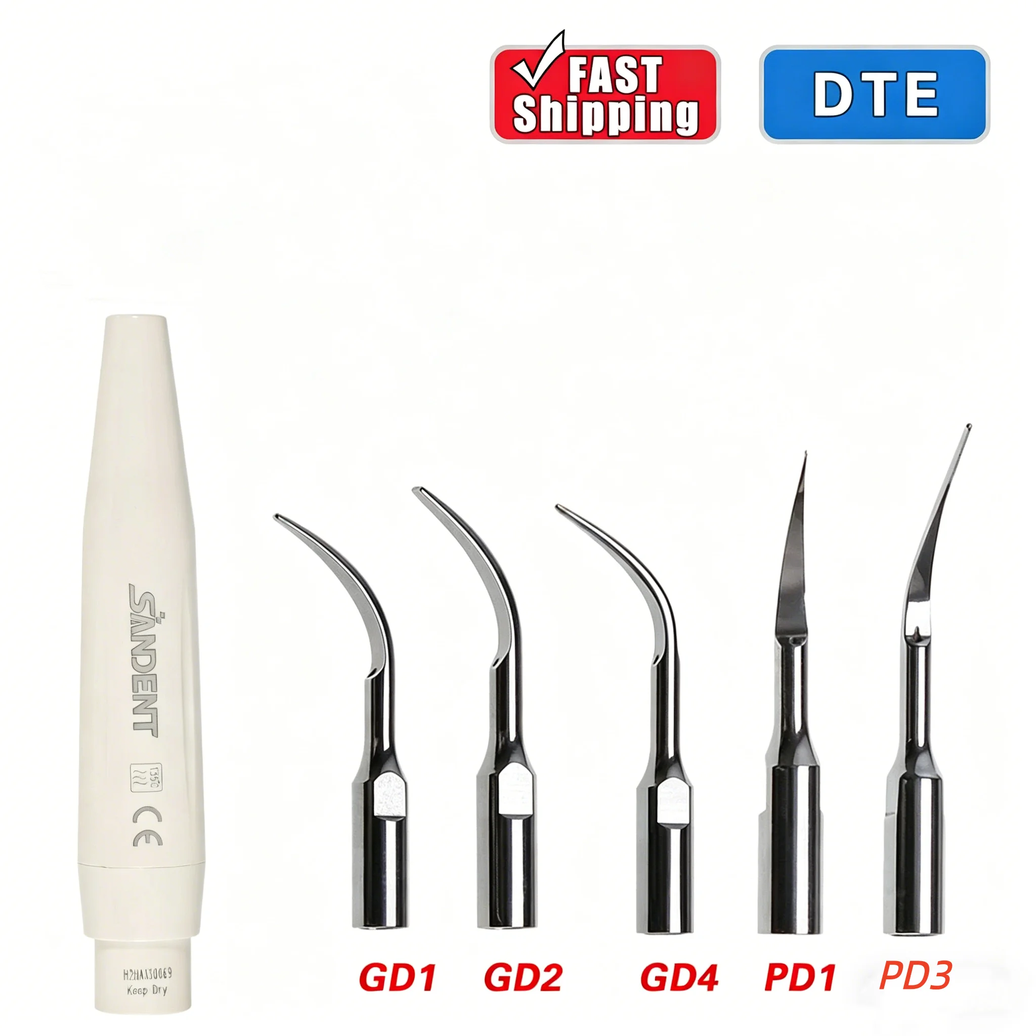 

Dental Ultrasonic Detachable Piezo Scaler Handpiece Perio Endo Scaling Tips Files Fit DTE SATELE With 5pcs Scaler tips