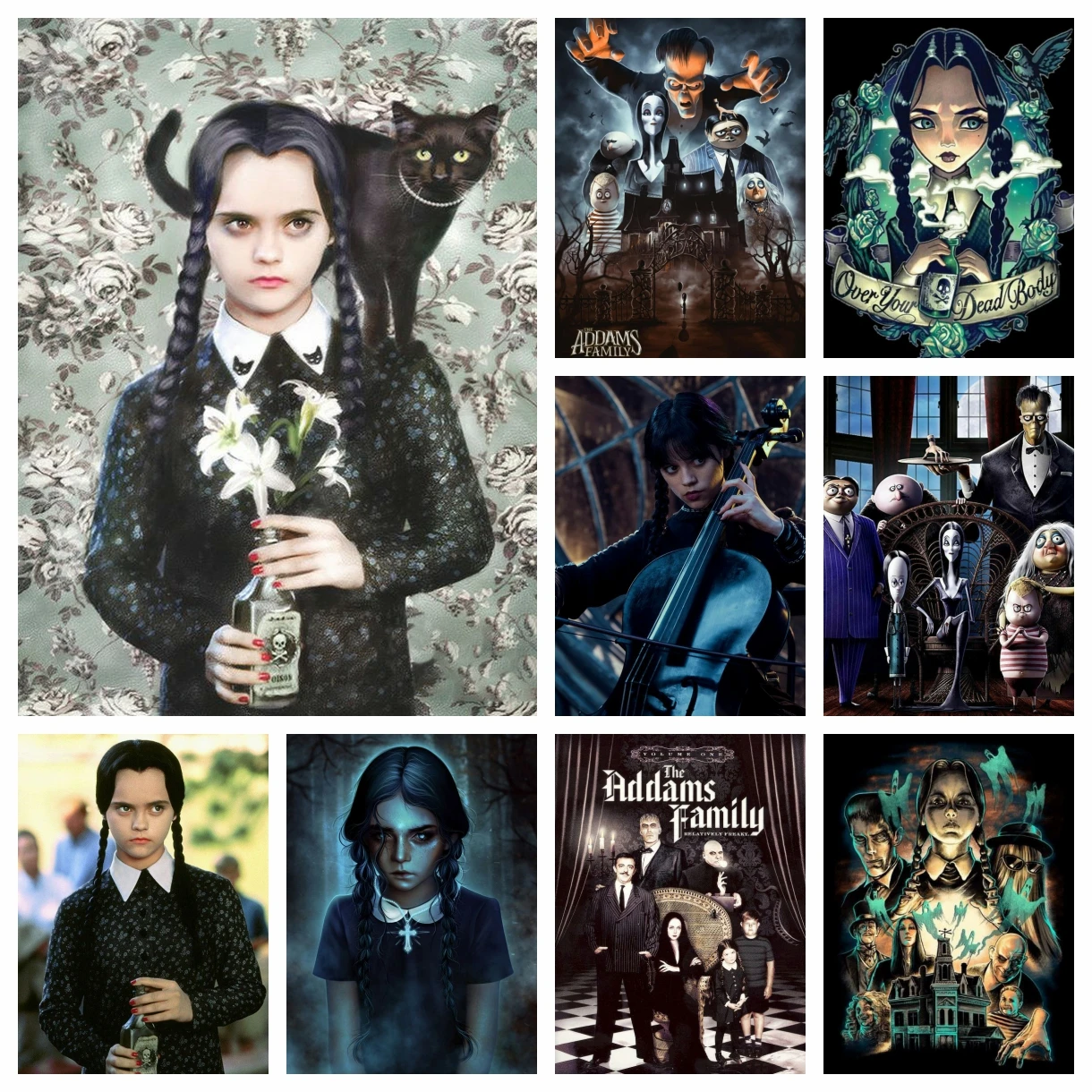 Full Drill Diamond Embroidery Mosaic American Movie Cross Stitch Complete Kits Wednesday Addams Diamond Painting Arrivals 2023