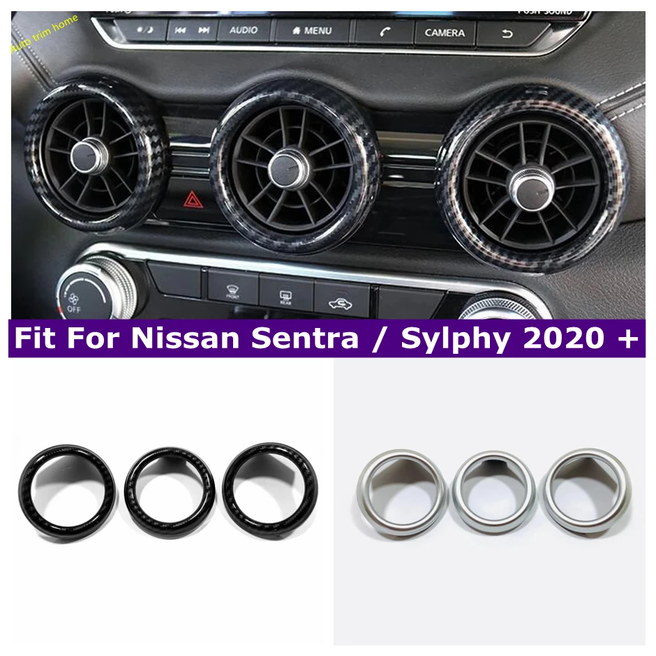

Car Interior Accessories Carbon Fiber Look Front Center Air Outlet Vent Cover Trim For Nissan Bluebird Sylphy 2020 - 2024 ABS