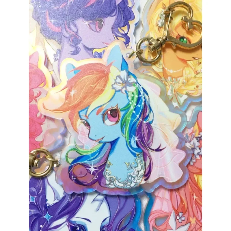 Flower Marriage Series Pony Polly Animation Pendant Rainbow Pony Fan Around My Little Pony Hand Model Display Gift Toys