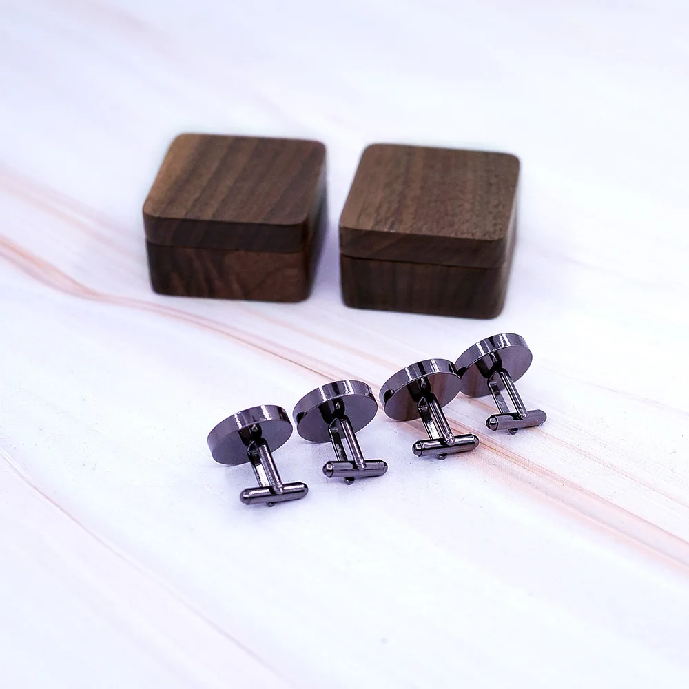 Men's Fashion Wooden Cufflinks Box Magnetic Cover Solid Wood Wedding Anniversary Gift  Jewelry Packaging