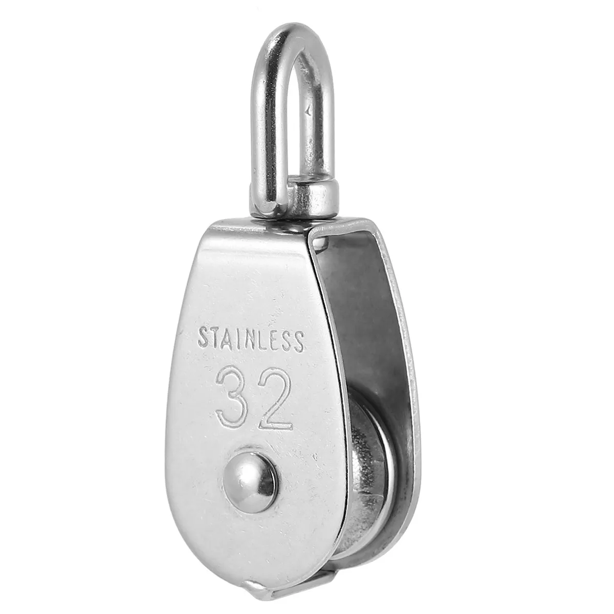 Stainless Steel Single Pulley Block Rust Resistant Solid Design Swivel Hook for Backpack Chains Ropes Outdoor