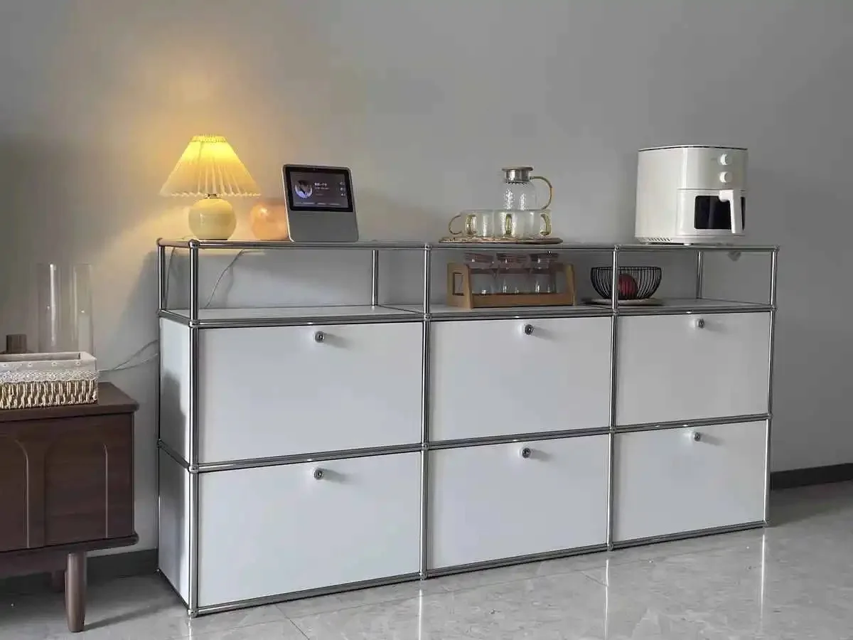 빈티지 사이드보드 수납장 거실 캐비닛 침실 스테인리스 스틸 메탈 프레임워크 수납 TV 캐비닛 맞춤형