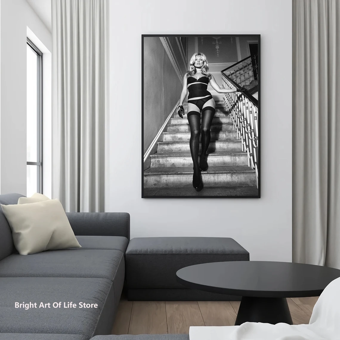 Kate Moss Posters, High Quality Print, Erotic lady, Sexy Vintage Wall Art Monochrome Picture Photography