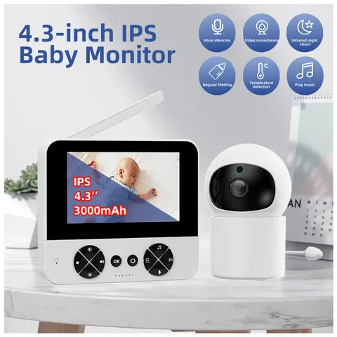 Night Vision Baby Monitor 4.3-inch 1MP HD Camera Security Monitor Surveillance Camera 720P IPS Screen Cry Detection Danmini C5