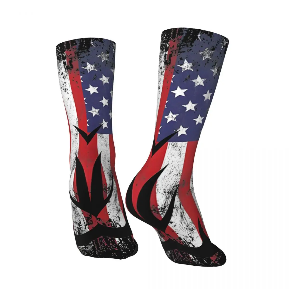 Crazy compression Deer Hunting American Flag Whitetail Buck Antlers Sock for Men Vintage Quality Pattern Crew Sock Casual