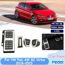 For Volkswagen VW Polo AW BZ Virtus 2018~2023 Brake Foot Pedals Car Accelerator Pedal Pads No Drilling Interior Parts Acessories