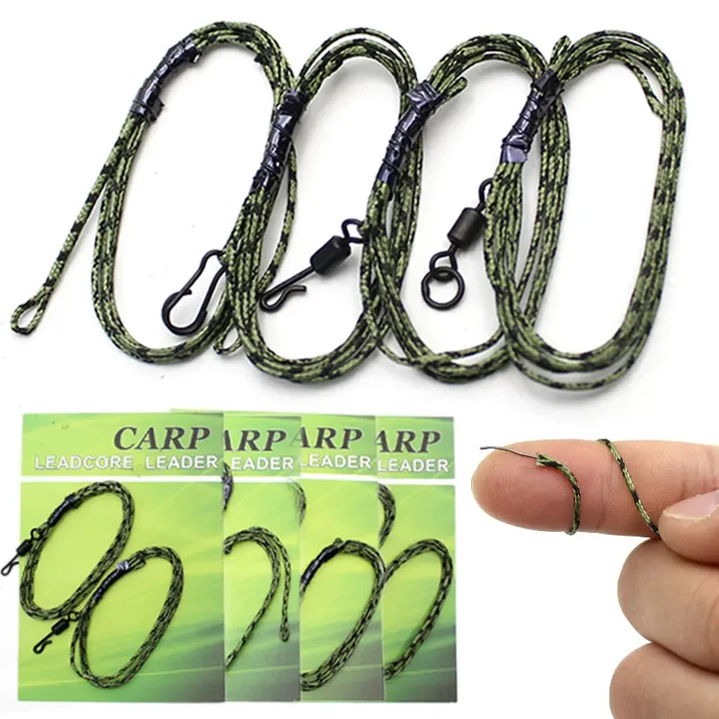 2pcs Leadcore Leader Carp Fishing Lines Quick Change Hooklink Swivel 8# Ready Tied Carp Rigs For Carp Fishing Accessories 45lb