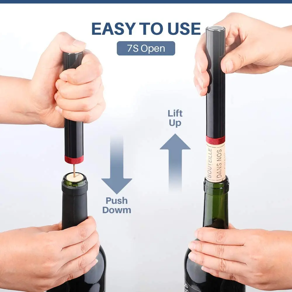 Air Pump Wine Opener With Foil Cutter Pen Safety Portable Pin Cork Remover Pneumatic Bottle Opener Cork Kitchen Bar Accessories