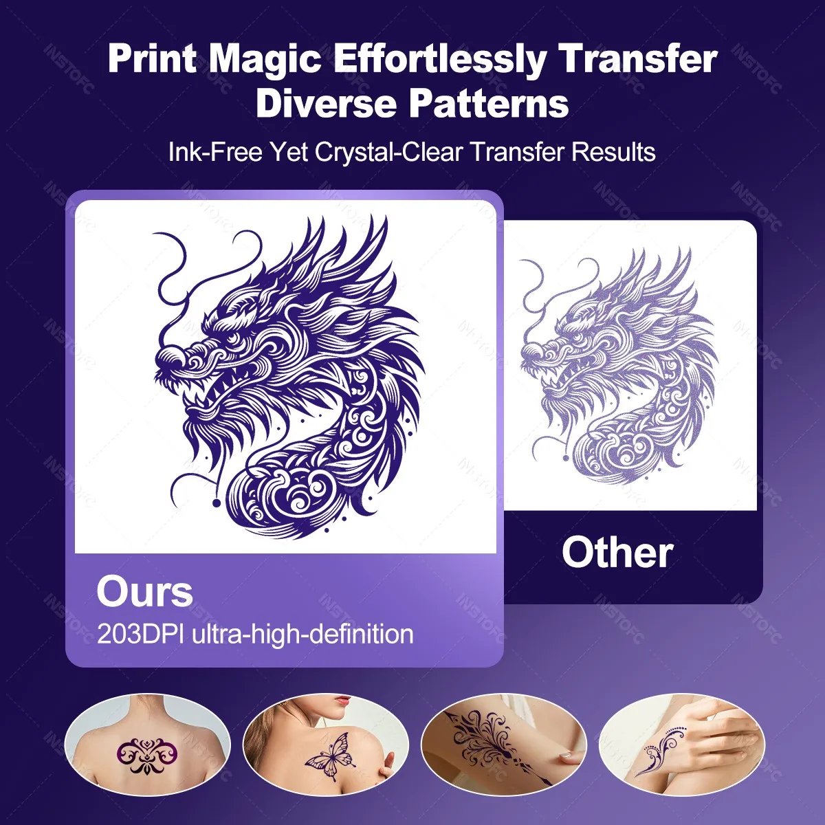Portable Bluetooth A4 Tattoo Printer Wireless Tattoo Stencil Maker Suitable for Artists&Beginners Supports Phones/Tablets/PC