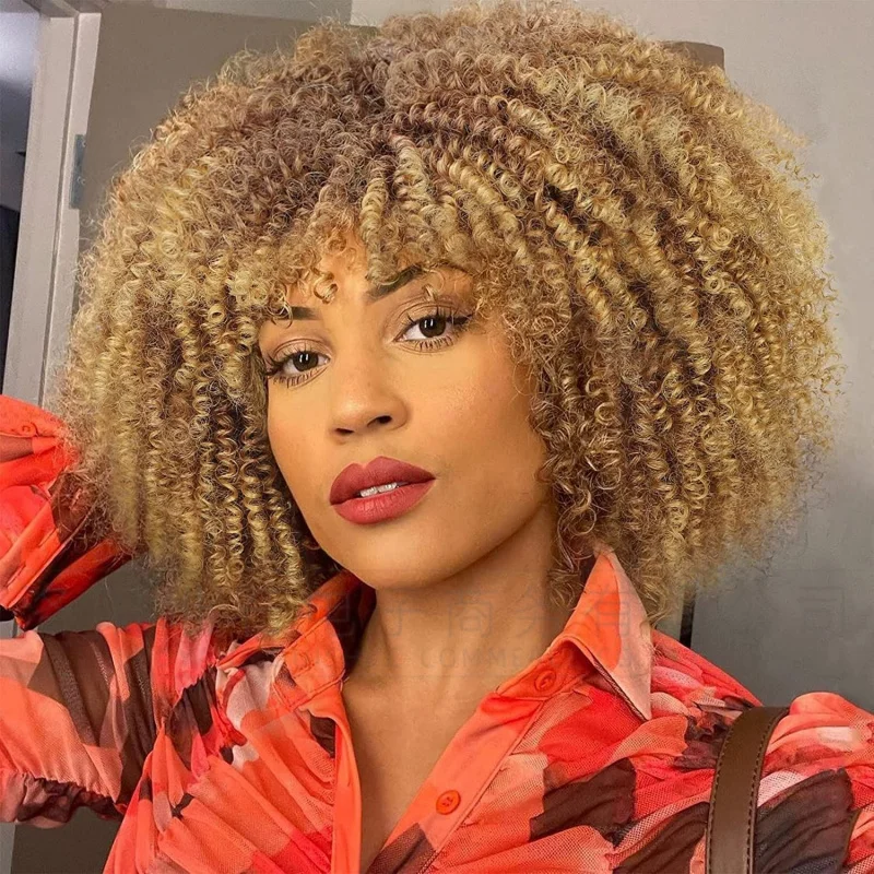 European and American style African small short curly hair high-temperature fiber wig Afro wigs