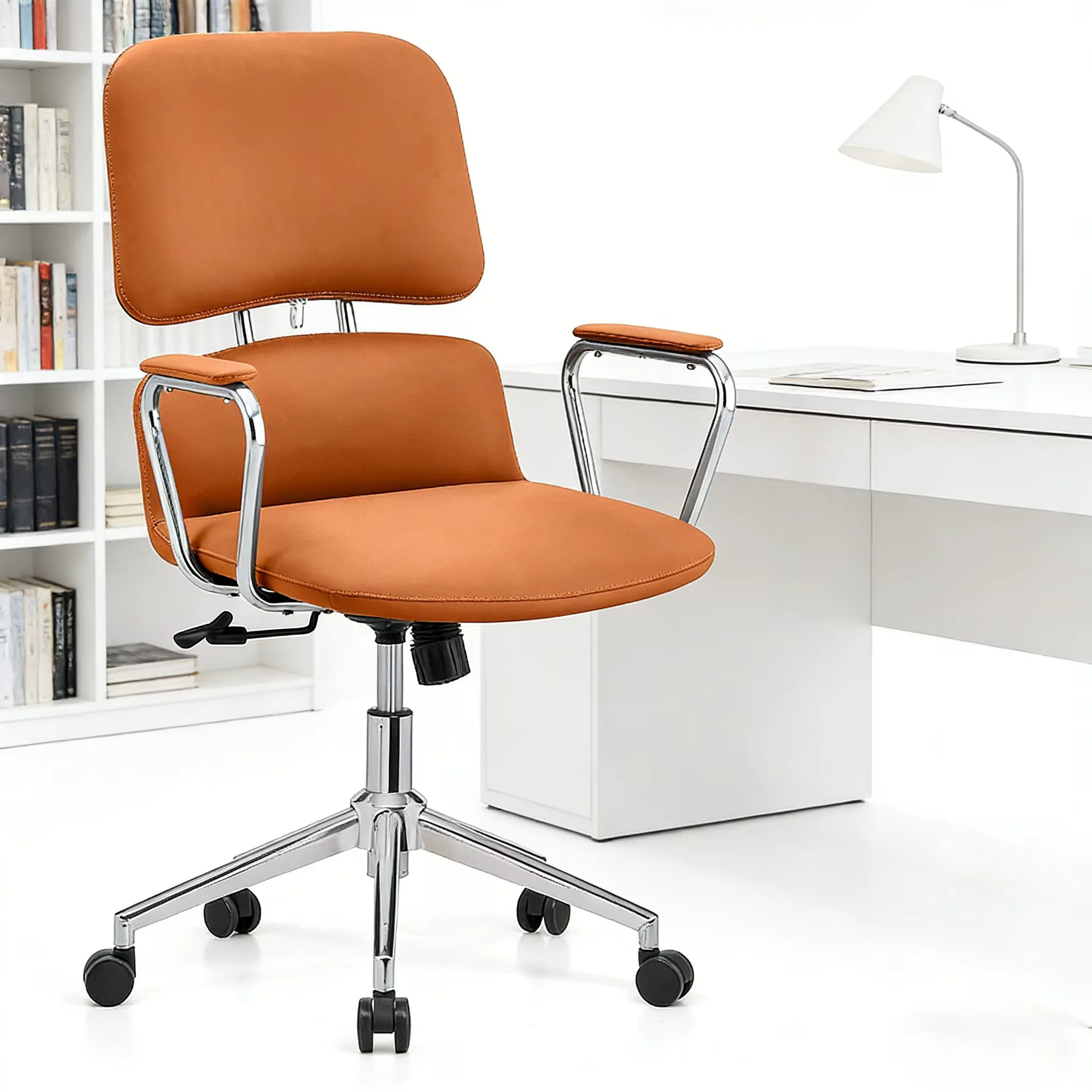 Cadeira de Escritório Ergonômica Confortável em Couro Sintético, Cadeira Executiva Ajustável em Altura