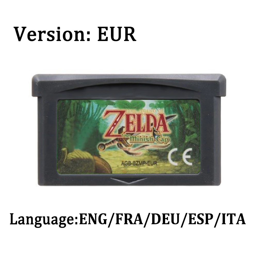 Zelda GBA เกม 32 บิตคอนโซลวิดีโอเกม Legend Of Zelda การ์ดเกม Links Awakening DX สี่ดาบ Minish หมวก