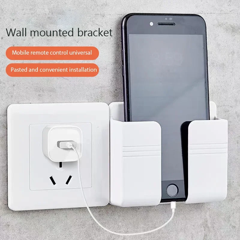 3 قطع جدار جبل حامل هاتف الأبيض لكمة الحرة جدار الهواتف المحمولة شحن حامل كسول لزجة التحكم عن بعد صندوق تخزين #6