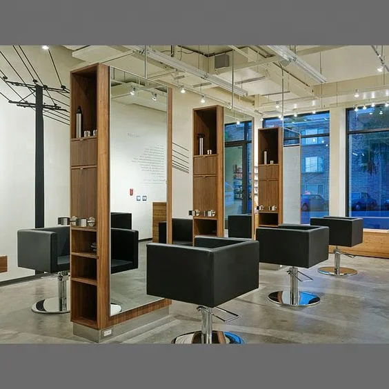 3 Mirrors Set, Stainless Steel Salon Barber Station Mirror, Side Hairdressing Styling Beauty Mirror, Professional Design