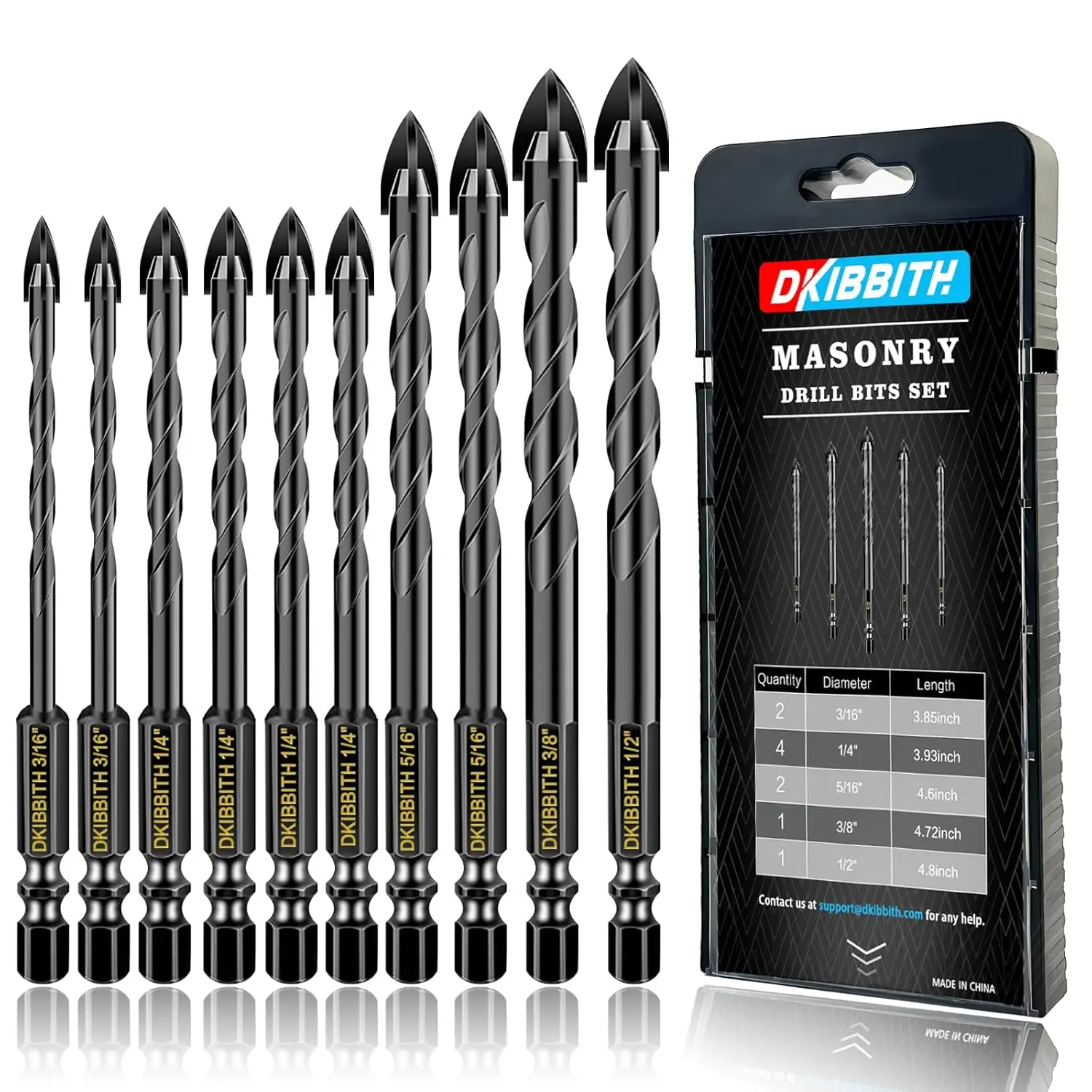 

10 Pcs Tungsten Carbide Drill Bit Set for Tile, Brick, Glass, Plastic & Wood