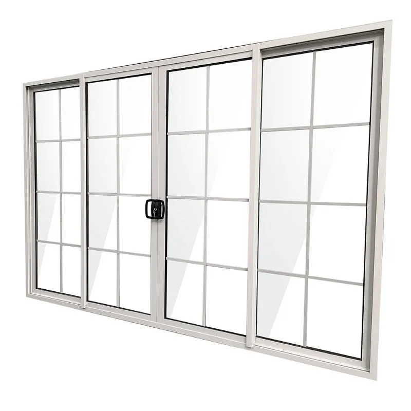 

White aluminum narrow frame large glass double-layer glass sliding door with strong thermal insulation