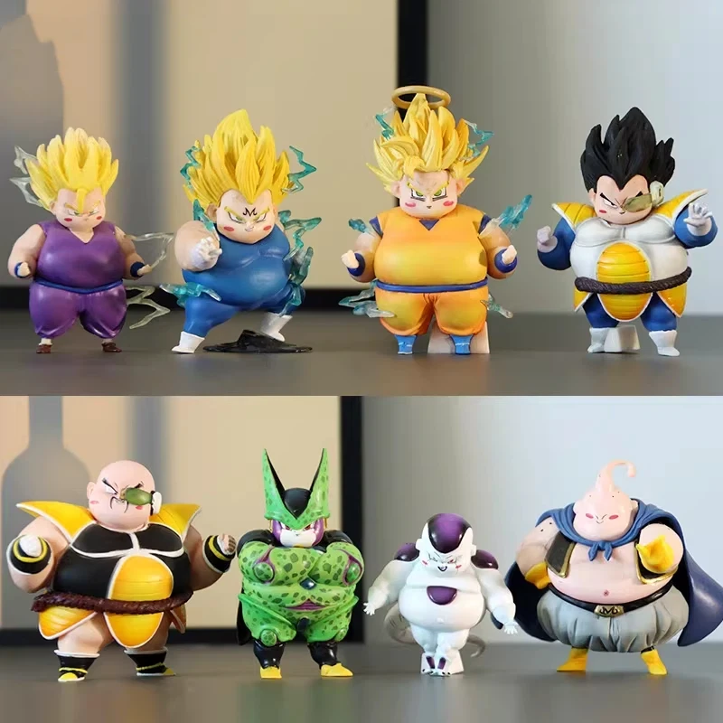 Set de 8 Figuras de Dragon Ball Chibi, Goku, Vegeta, Frieza, Buu, Cell, Figuras de Anime Divertidas, Modelo de Escritorio, Adornos Bonitos, Regalos