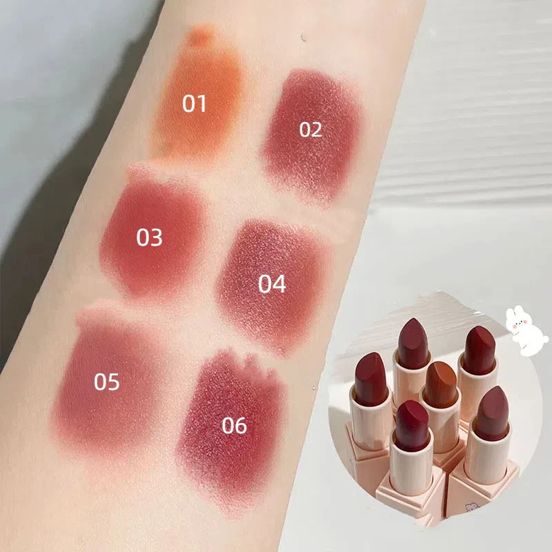 Dusty Pink Velvet ลิปสติก Milk Silky Texture Lip Rouge Long Lasting Waterproof Matte Lip Gloss เซ็กซี่ริมฝีปากสีแดงเกาหลีแต่งหน้า