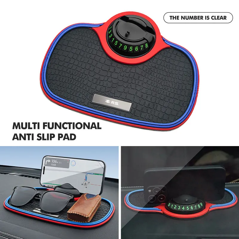 Car Anti-Skid Mat Dashboard Non-Slip Phone Pad Key Card Holder For Renault RS Sport Megane 3 4 2 Clio 5 Line Sandero Scenic