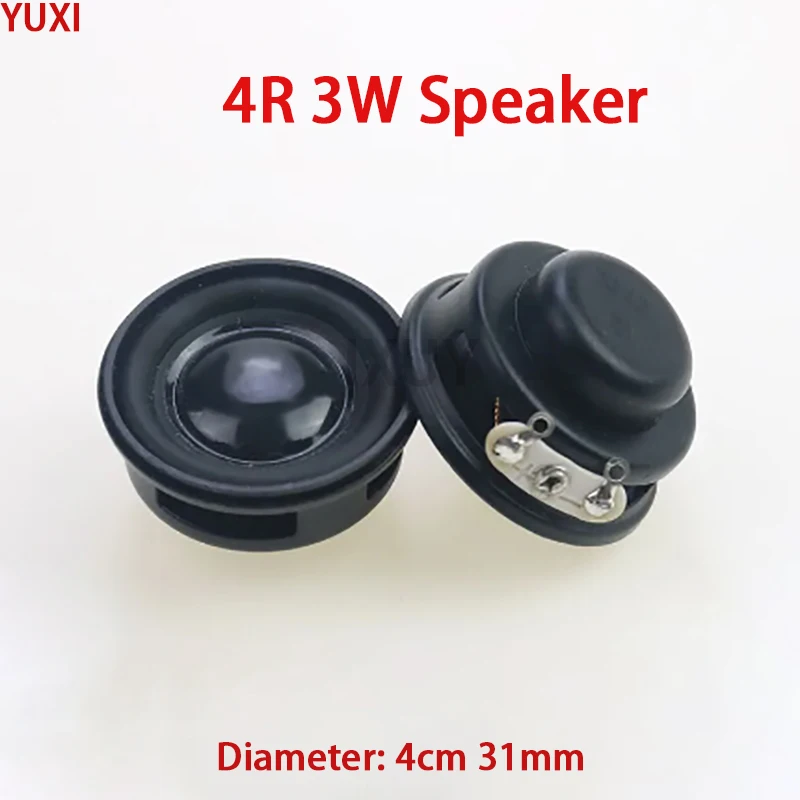 YUXI 1PCS Speaker For 4 Euros 3W Diameter 4cm 31mm Black Glossy Cap With Magnetic Mini Pot Bottom Small Speaker Accessories