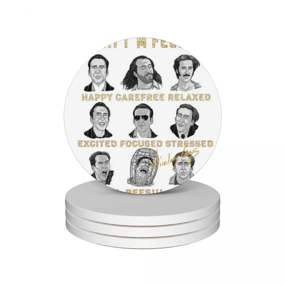 

Nicholas Cage - Nicolas Cage - Nick Cage - Nic Funny Feeling Ceramic Coasters (Set of 4) slate Coasters