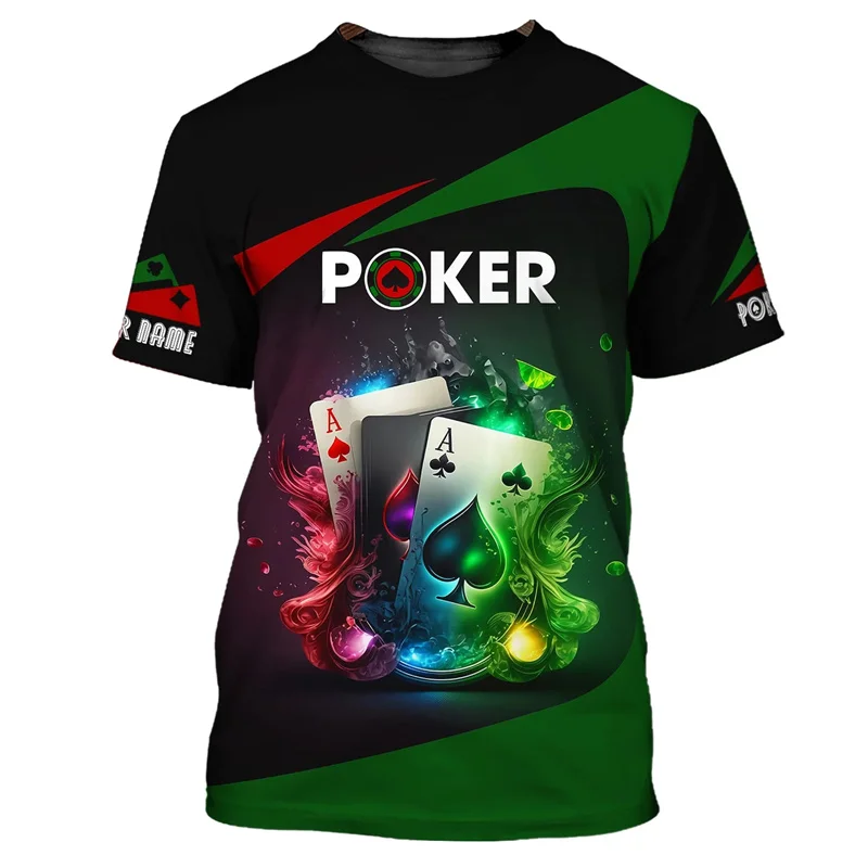 Poker Graphic T Shirt For Men 3D Printed Playing Cards Tee Shirts Summer Streetwear Short Sleeve Tops Cosplay Crew Neck T-shirt