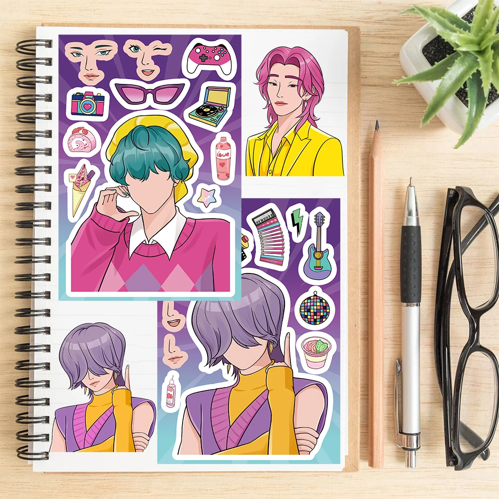 8PCS Cartoon New Demon Hunting Girl Collage Sticker Creative Graffiti Phone  Waterproof PVC Fashion Style Invitation Sticker