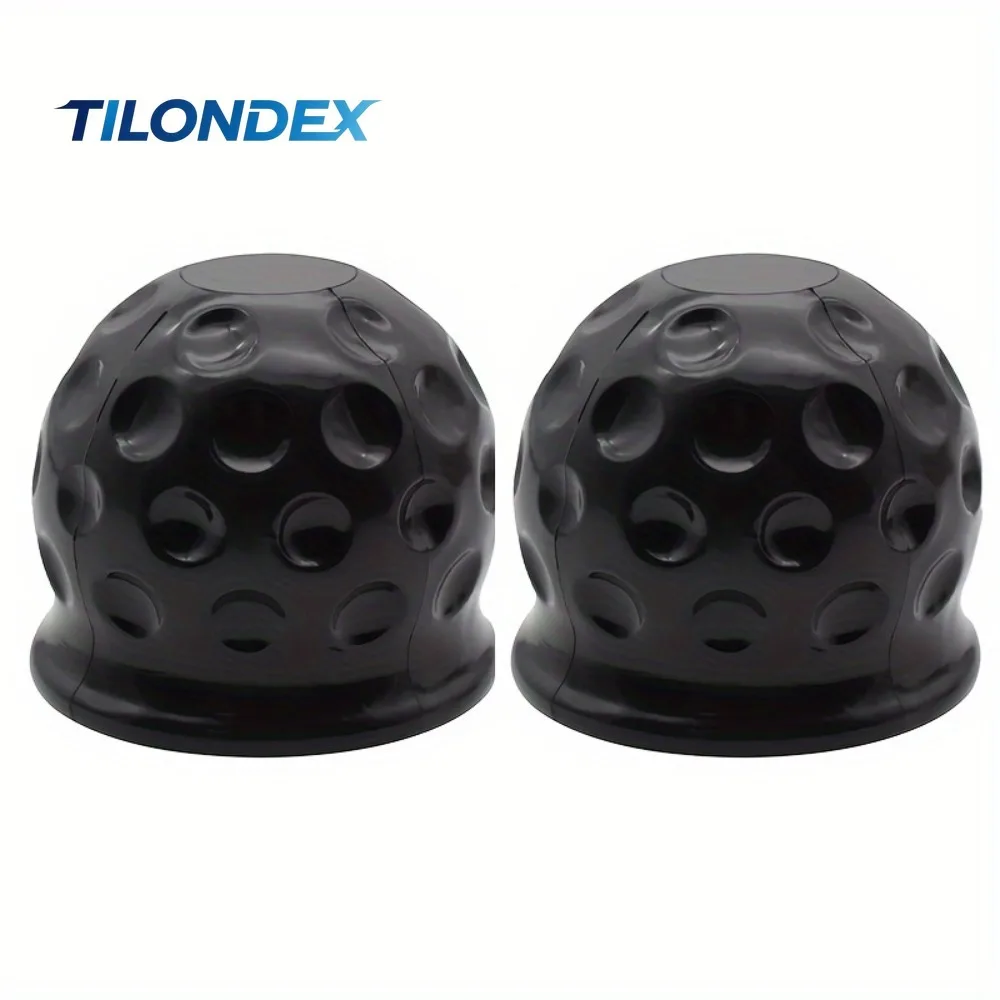 TILONDEX 2pcs Universal Vehicle Tow Ball Cover Black Plastic Trailer Protective Cap for RV