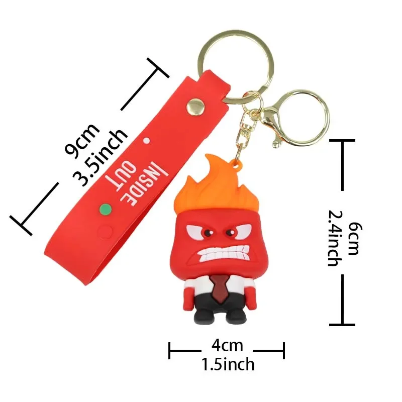 Inside Out 2 Disney Cartoon Keychain Figures Joy Sadness Anger Disgust Fear Doll Anime Bag Keyring Toy Christmas Gifts Wholesale