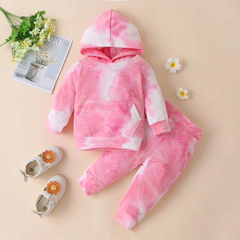 

Kid Girl Clothes Tie Dye Boys Sportswear Hoodies Pullover Sweatshirt+Pant 2 Piece Tracksuit Baby Girl Clothes Children Suit A478