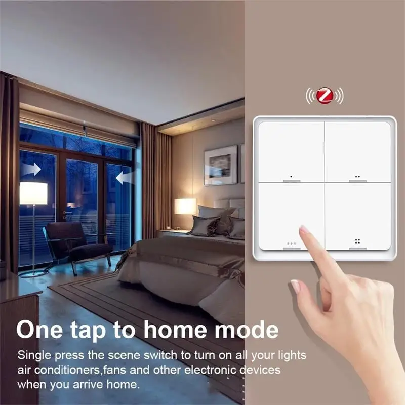 RSH Tuya Zigbee Smart Scene Switch 4 Gang 12 Scene Switch Button Controller Home Automation Scenario Switch Linkage Tuya Devices