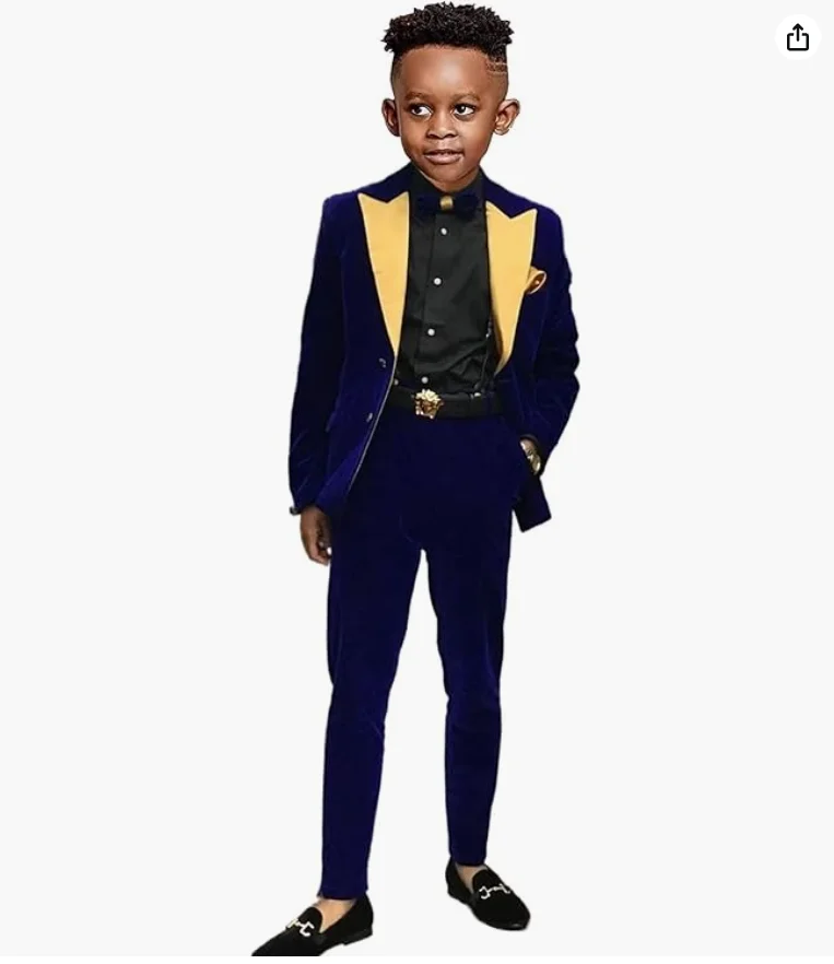 Suit for Boys Wedding Tuxedo Burgundy Velvet Blazer Set Gold Lapel Kids Jackets Pants Vest Fashion Clothes Custom Outfits