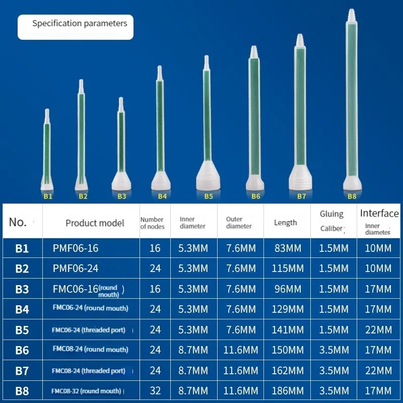 The mixing nozzle of AB mixing tube can be connected with the dispensing needle PMF/PMA series static mixing