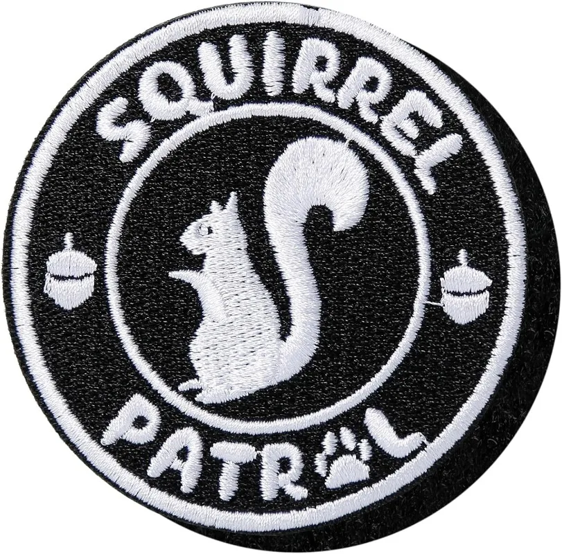 1 Pc Squirrel Patrol Patch Funny Embroidered Animal Patch with Hook and Loop for Dog Vest Dog Harness and Backpacks Caps Jackets