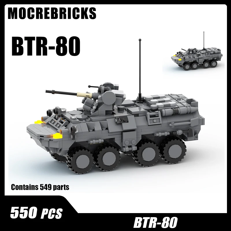 Super Car Serise MOC - BTR-80 Manned Combat Vehicle Model DIY Assembling Building Blocks Children's Toys Birthday Gifts