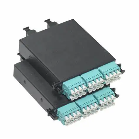 لوحة تصحيح من النوع المثبت على الرف OM3/OM4 MPO كاسيت 40-100G 24/ 36/48/72/96 النوى MPO إلى LC معدن متعدد الأوضاع لمركز البيانات
