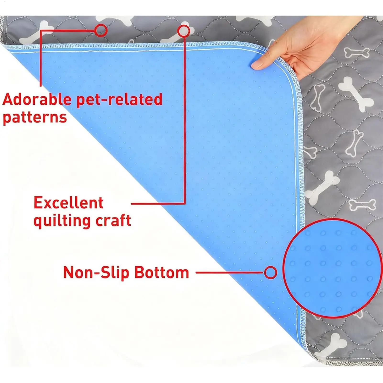 Washable Dog Pee Pads Fast Absorbent Training Mat Leak-Proof Non-Slip Pet Training Pads Reusable Puppy Pee Pads for Home Travel view 6