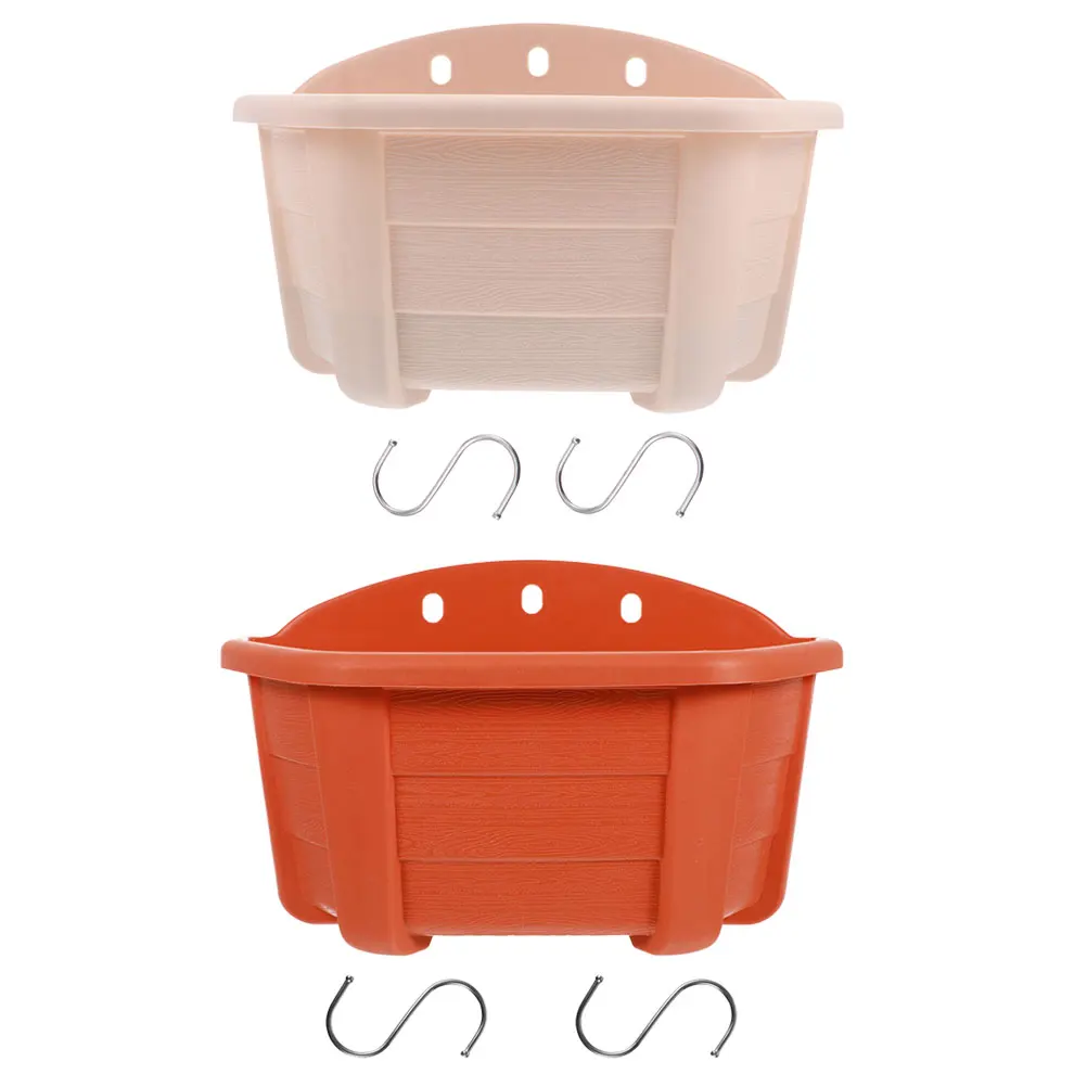 

2pcs Hanging Flower Pot Wall Planter Plastic Pots Gardening Balcony Vegetable Garden Outdoor Indoor Space Saving