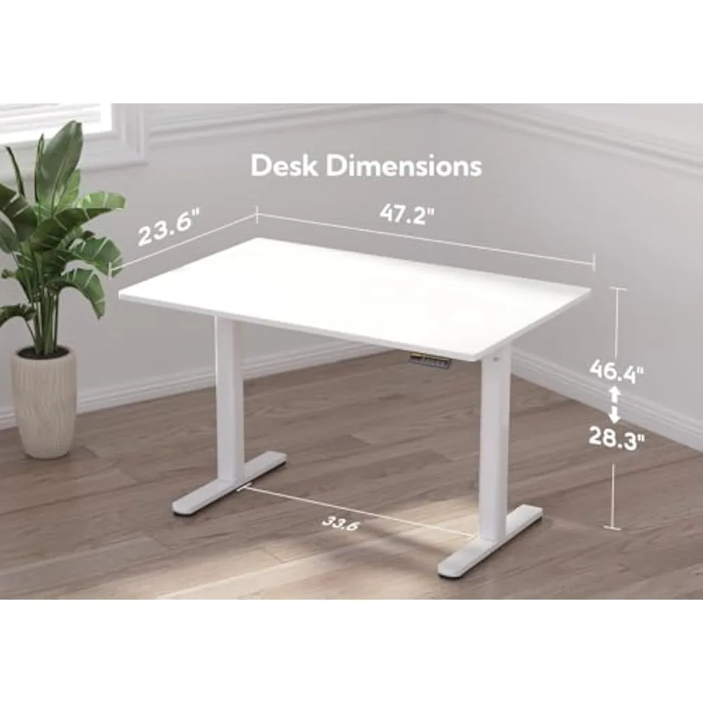 Glass Standing Desk, 48x24 Inch White Standing Desk Adjustable Height Electric Stand Up Quick Install for Computer Desks