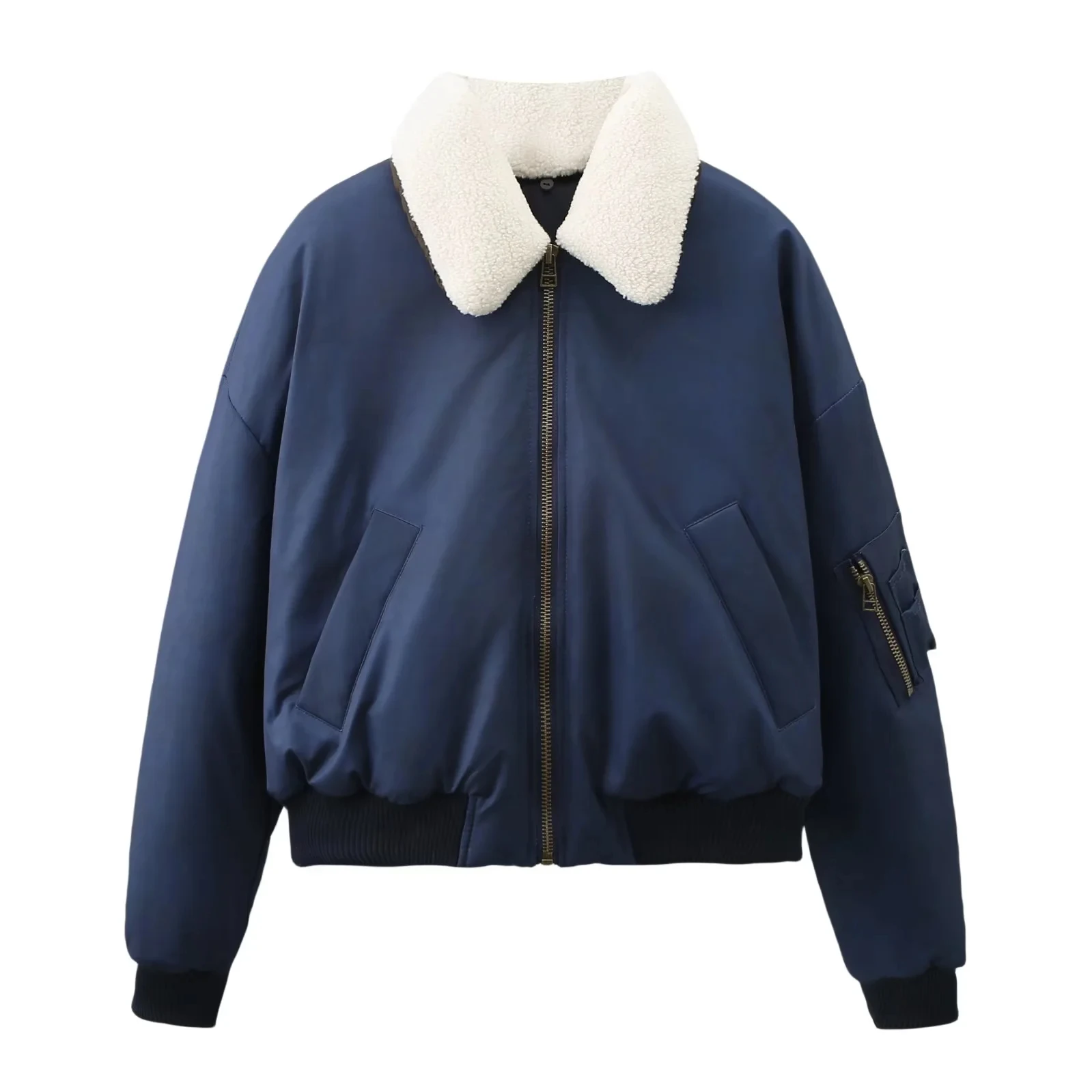 Inverno novo feminino jaet zíper sle longo sve turn-down colarinho de pele do falso casaco removível commute faion outono 2025