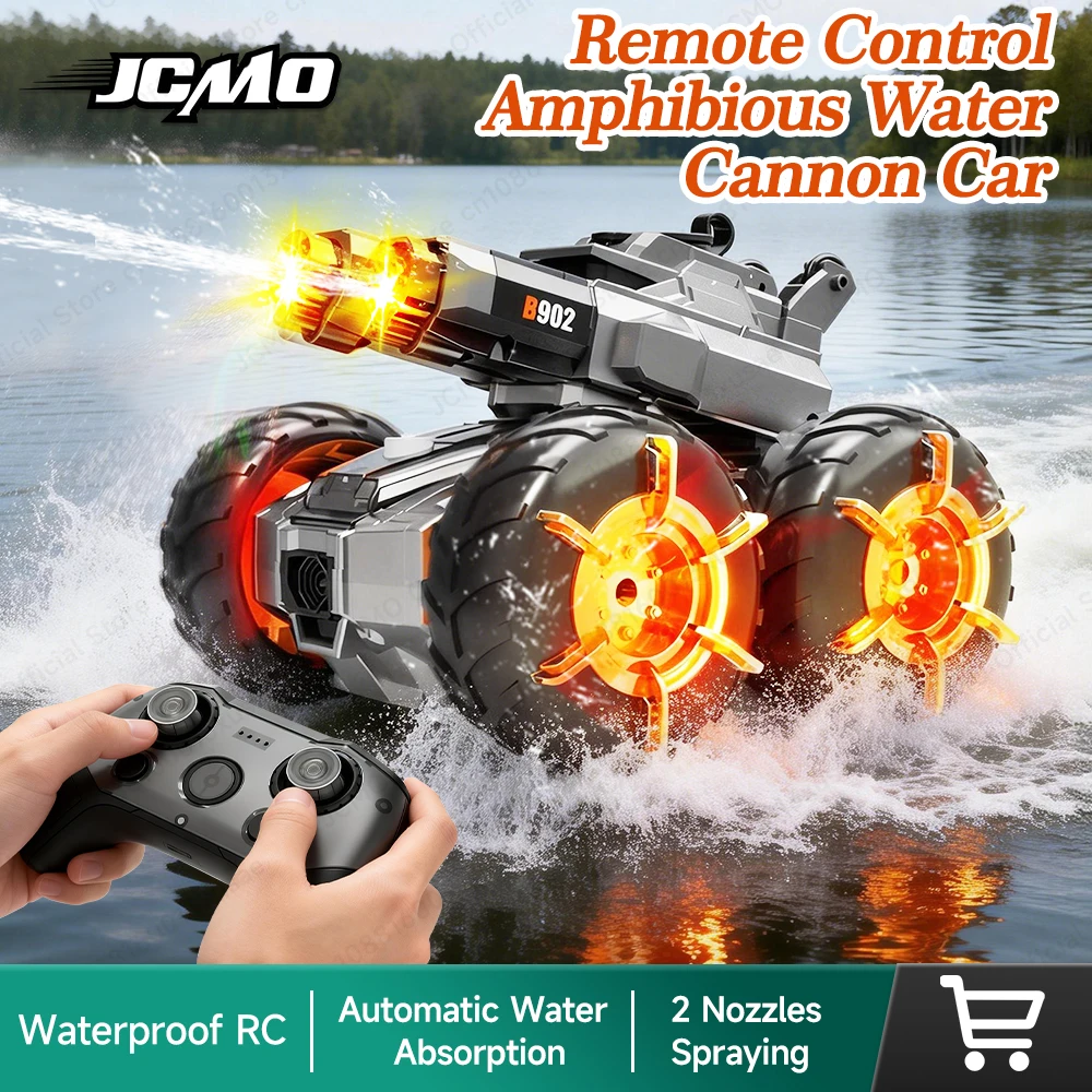 JCMO Afstandsbediening Waterpistool Auto Amfibische Dual-Nozzle Waterschieten Cool Wheel LED-licht RC Auto met waterdichte afstandsbediening Nieuw
