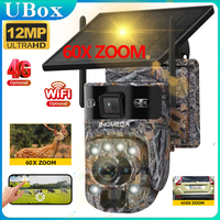 INQMEGA 4G Solar Trail Camera Dual Screen Outdoor WiFi 60X Optical Zoom Human/Animal Detection Auto Tracking Wildlife Cameras