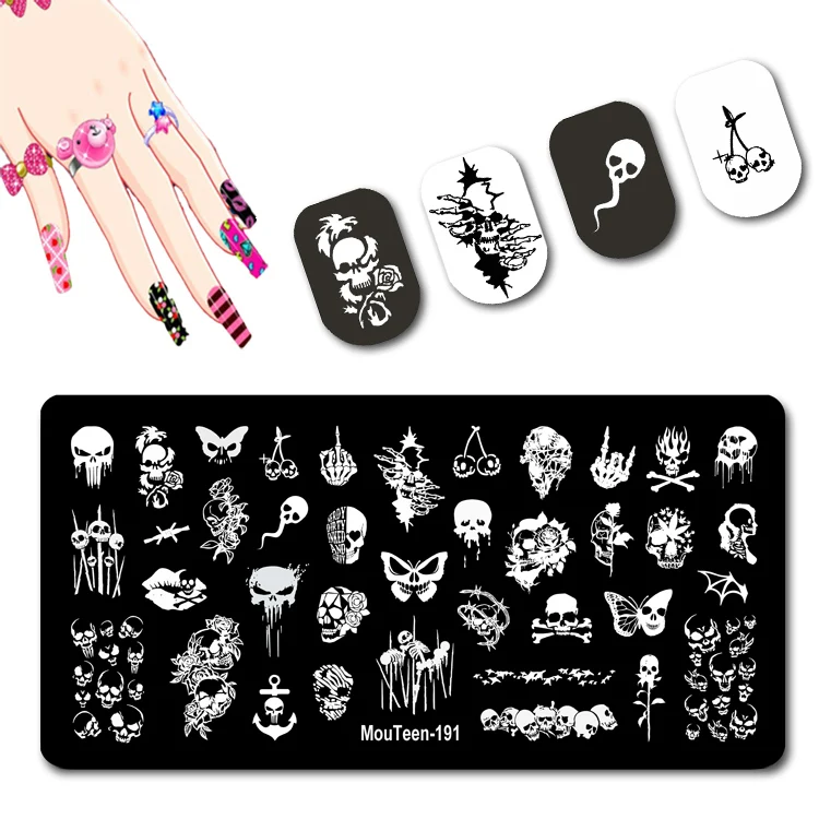 Mouteen Ancient Warrior Nail Stamp Warrior Equipment Nail Stamping Plates Games Nail Stamp Templates #190