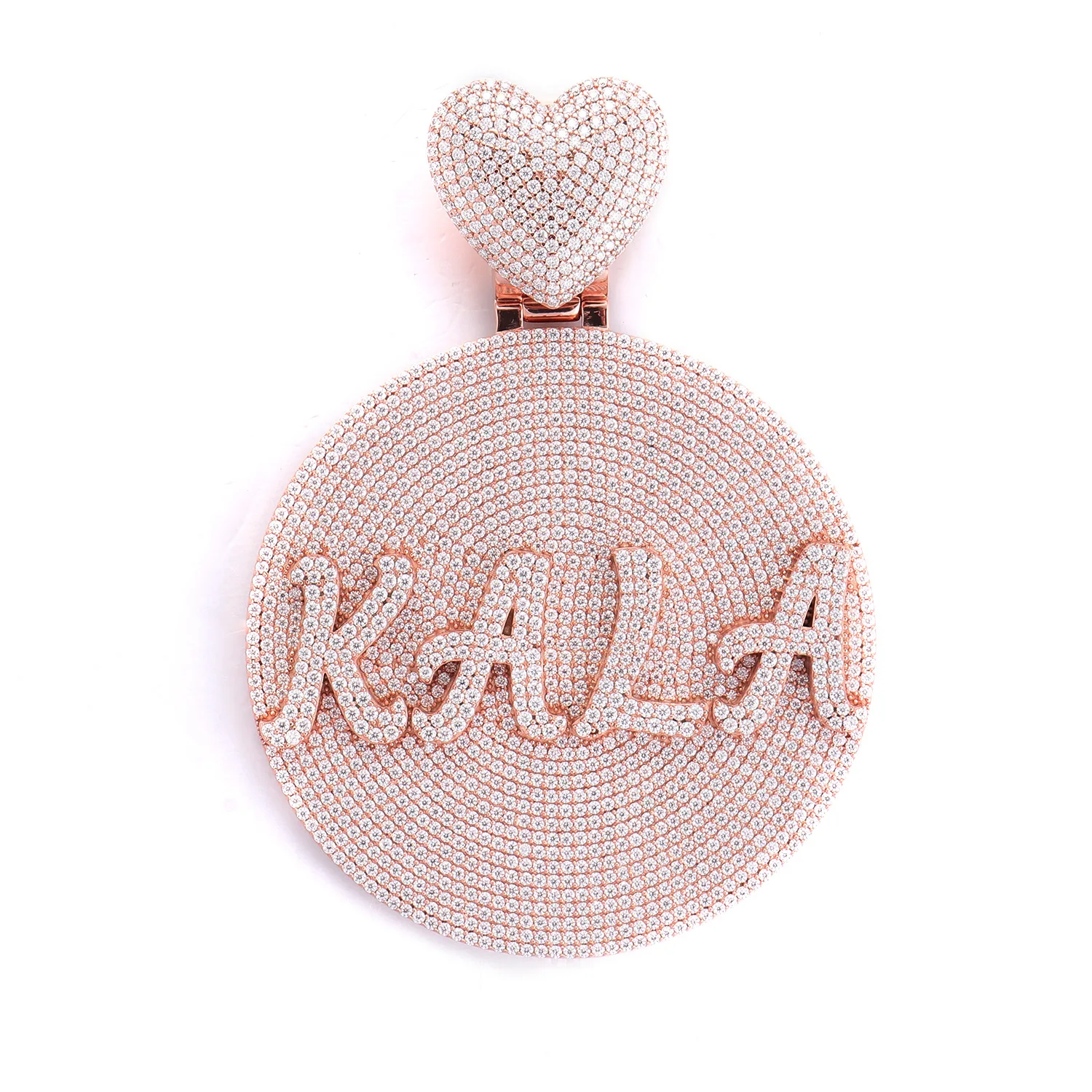 

Ожерелье в стиле хип-хоп с сердечком, украшенное цирконами – подвеска KALA с индивидуальной гравировкой из розового золота, циркониевый блинг-пингент для женщин.