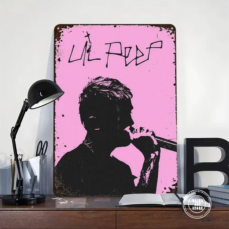 Lil Peep 3D Printed Texture Poster Personalized Wall Art Retro Metal Tin Signs for Home Decorations Living Room Vintage Decor